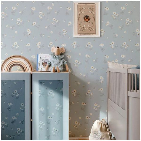 Papier peint Camomille - Bleu