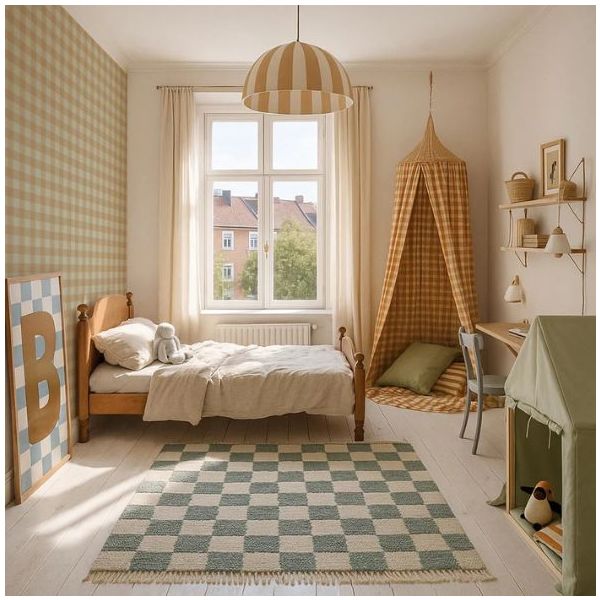 Check Wallpaper - Brown / Green