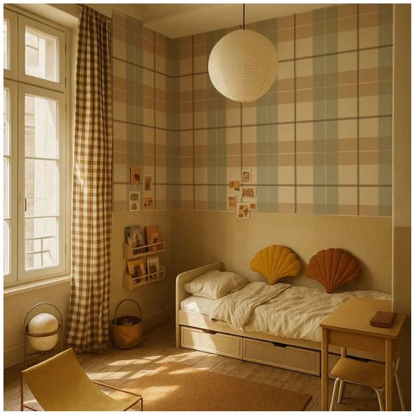 Check Maxi Wallpaper - Beige / Blue / Red