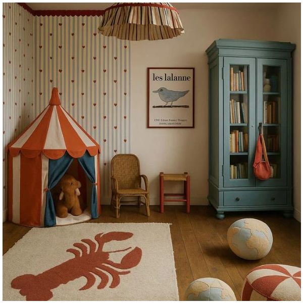 Papier peint Cœurs & Rayures à la Française