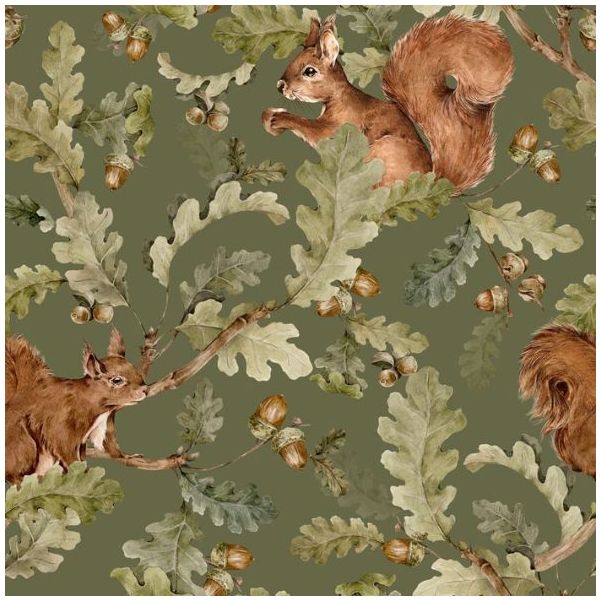 Squirrels Wallpaper - Green