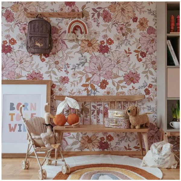 Papier peint Fleurs - Arc-en-ciel