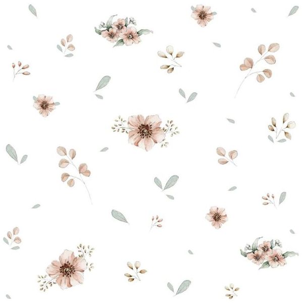 Papier peint Fleurs Minimini - Blanc