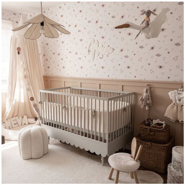 Papier peint Fleurs Minimini - Blanc