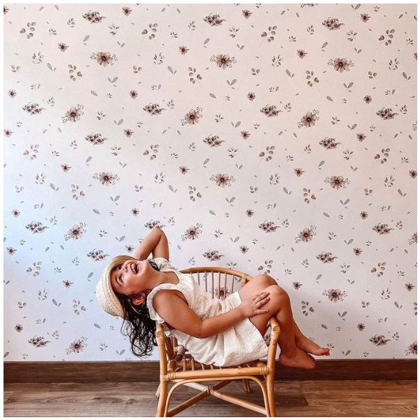 Papier peint Fleurs Minimini - Blanc