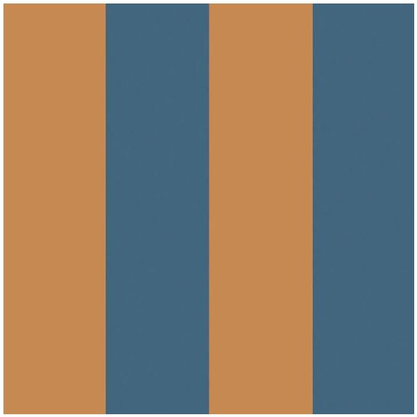 Big Stripes Wallpaper - Blue / Caramel