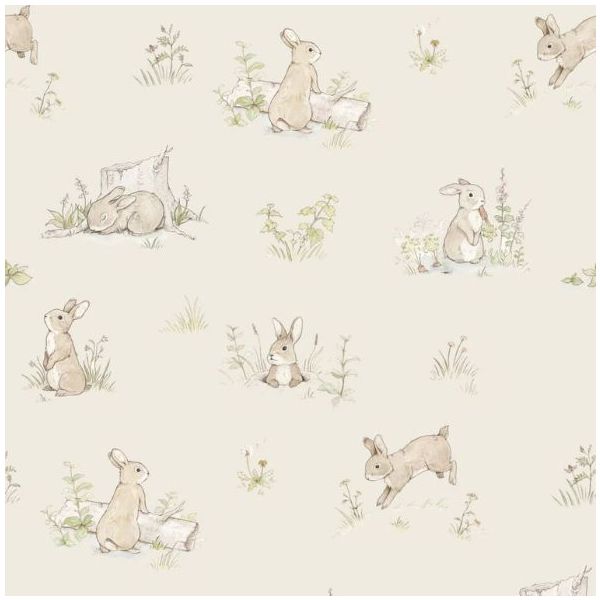 Papier peint Lapins - Beige