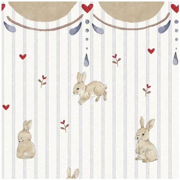 Papier peint Lapins & Coeurs avec Ornements