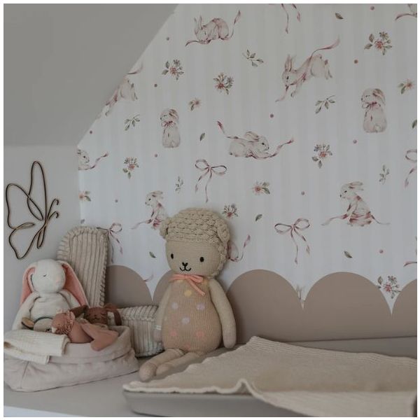 Rabbits on Stripes Wallpaper