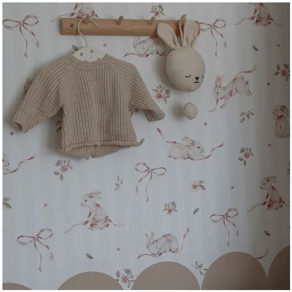 Rabbits on Stripes Wallpaper