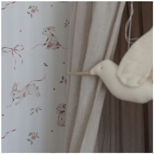 Rabbits on Stripes Wallpaper