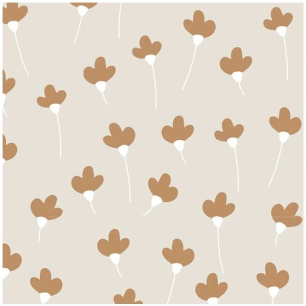 Papier peint Marguerites - Beige / Cannelle