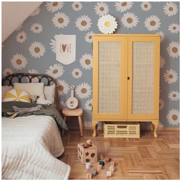 Papier peint Marguerites Toscanes - Bleu