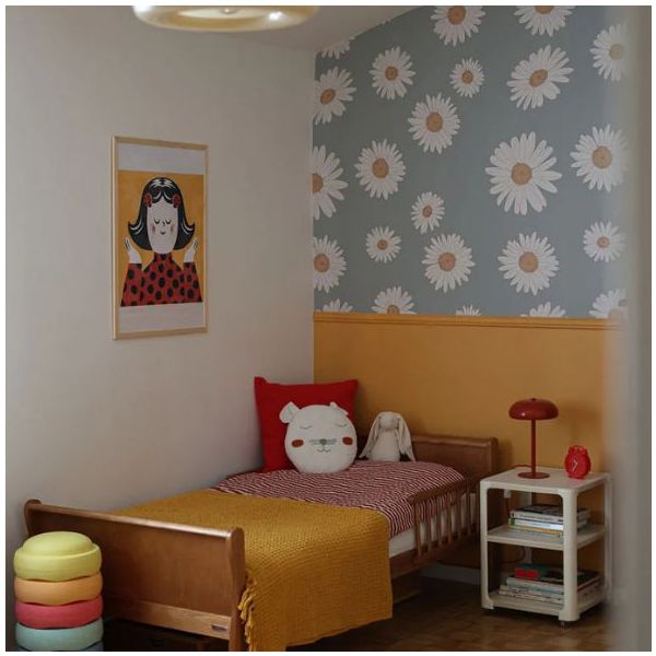 Papier peint Marguerites Toscanes - Bleu