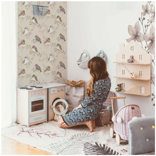 Papier peint Oiseaux - Beige