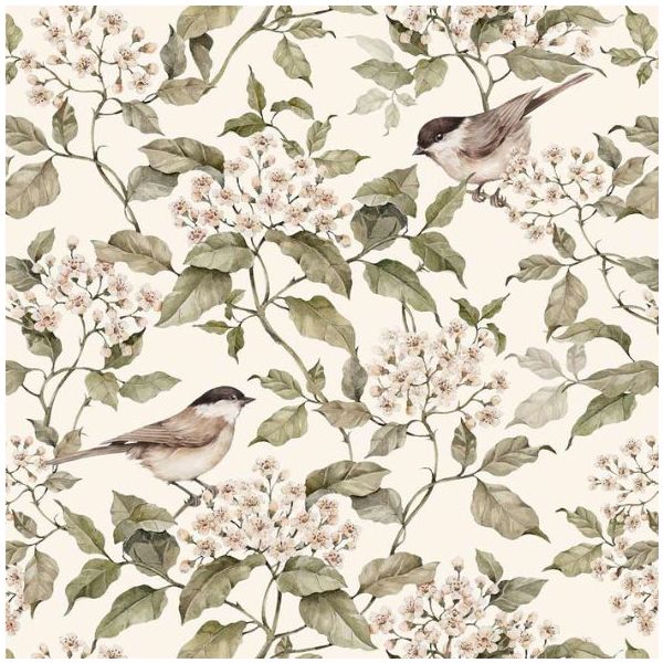 Papier peint Oiseaux & Printemps - Beige