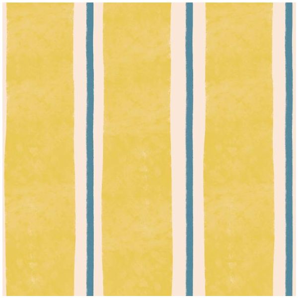 Papier peint Rayures Dessinées - Jaune / Bleu