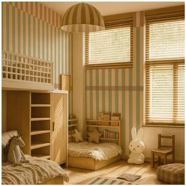 Papier peint Rayures Nostalgia - Vintage Vert