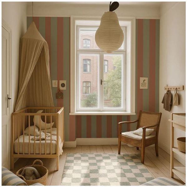 Big Stripes Wallpaper - Green / Brown