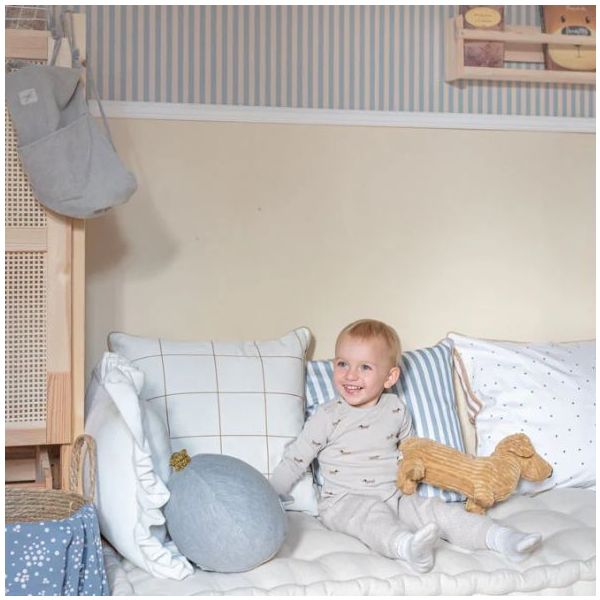 Papier peint Rayures Vintage - Beige / Bleu