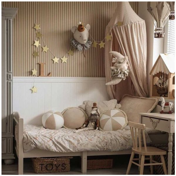 Papier peint Rayures Vintage - Beige / Marron