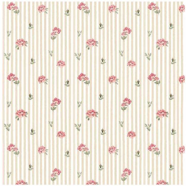 Papier peint Roses & Rayures Beige