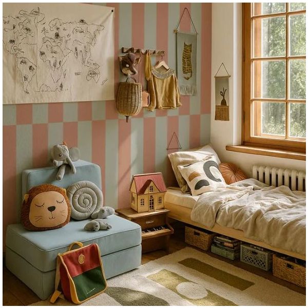 Upside Down Wallpaper - Stripes Green / Brown