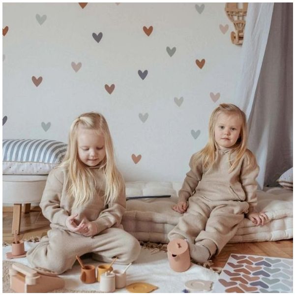 Wallstickers Hearts - Cappuccino Blue