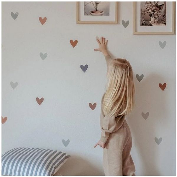 Wallstickers Hearts - Cappuccino Blue