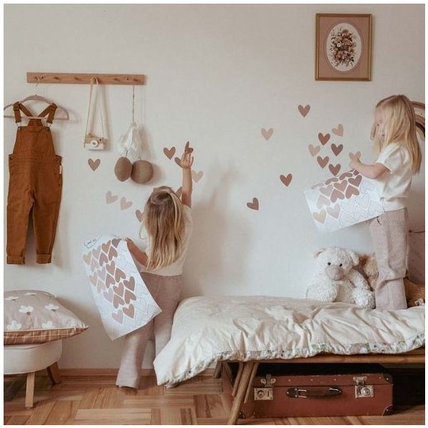 Wallstickers Hearts - Cappuccino Pink