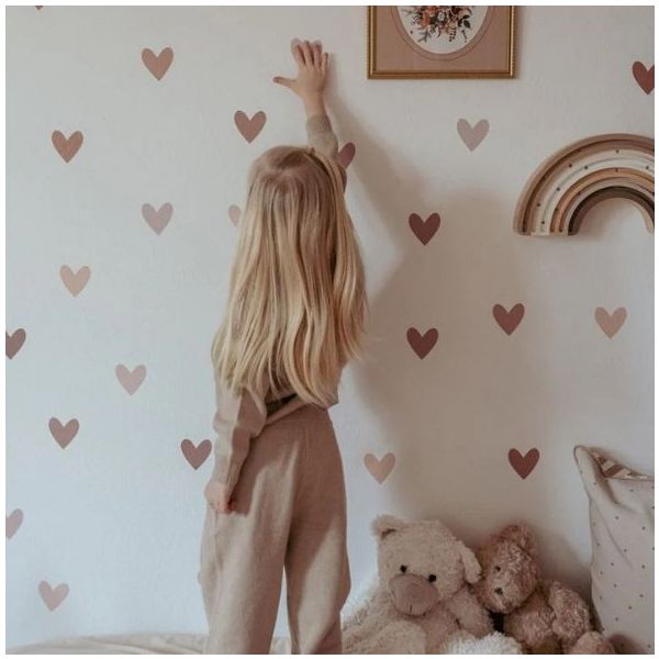 Wallstickers Hearts - Cappuccino Pink