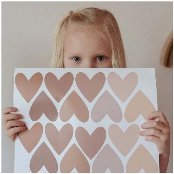 Wallstickers Hearts - Cappuccino Pink