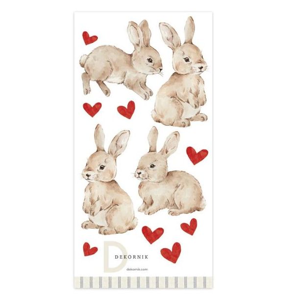 Sticker mural - Lapins & Cœurs Rouge
