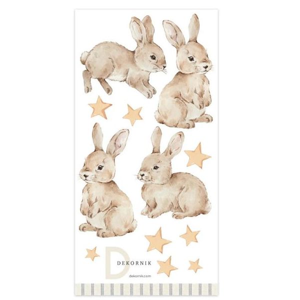 Sticker mural - Lapins & Étoiles Beige
