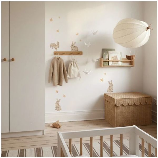 Sticker mural - Lapins & Étoiles Beige