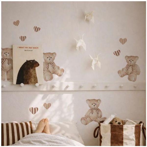 Sticker mural - Oursons & Cœurs Beige
