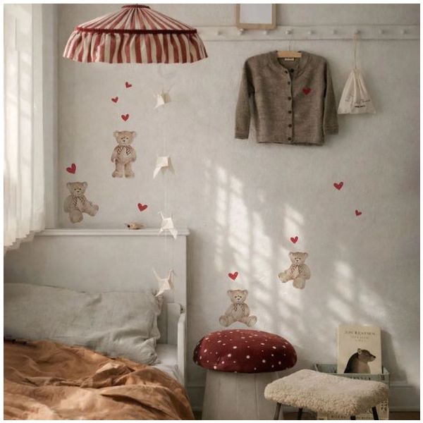 Sticker mural - Oursons & Cœurs Rouge