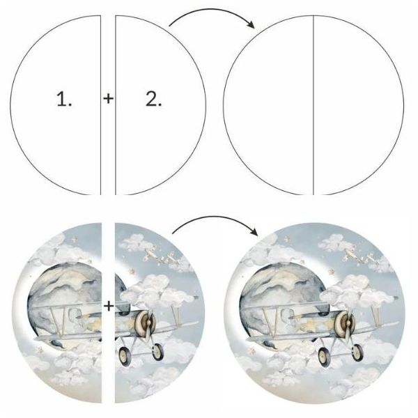 Sticker mural rond - Avion