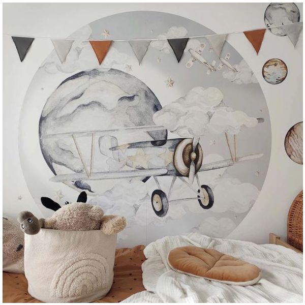 Sticker mural rond - Avion