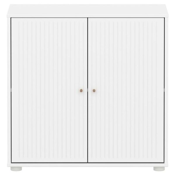 Saga 2 Doors Cupboard - Grooves White / Oak