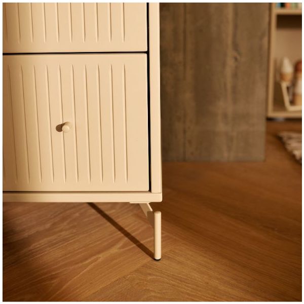 Saga Dresser - 3 Drawers - Metal Feet - Grooves Oat / Oat