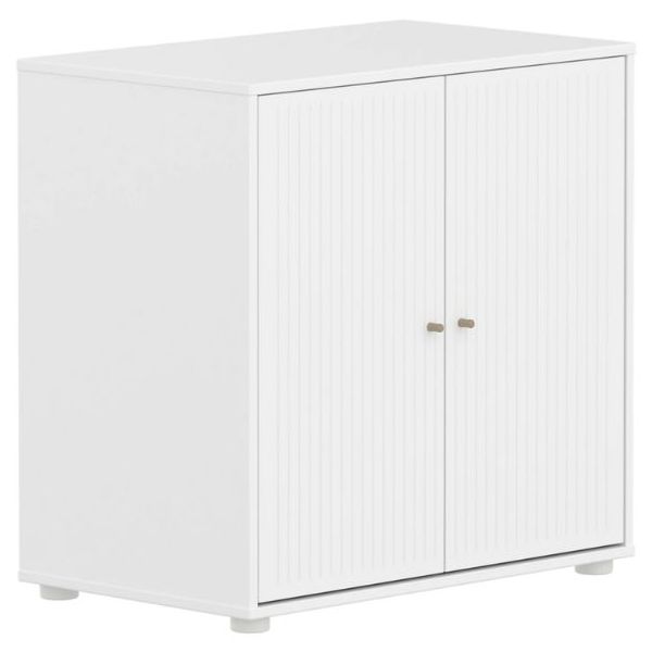Saga 2 Doors Cupboard - Grooves White / Oat