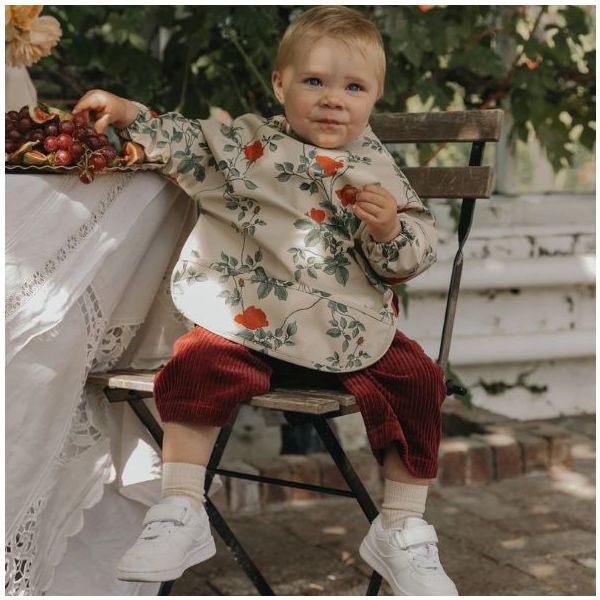 Long-Sleeved Bib - Roses