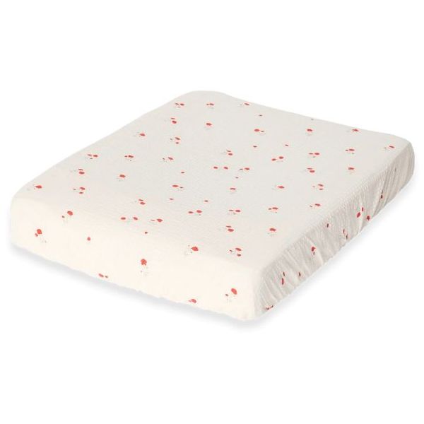 Seersucker Muslin Changing Mattress Cover - Poppy