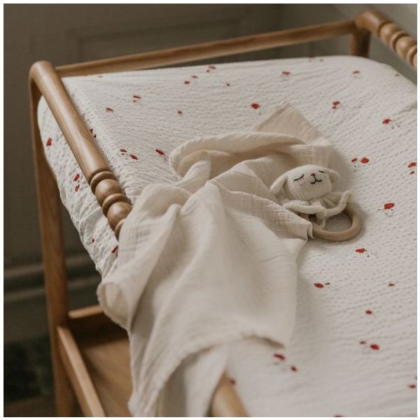 Seersucker Muslin Changing Mattress Cover - Poppy