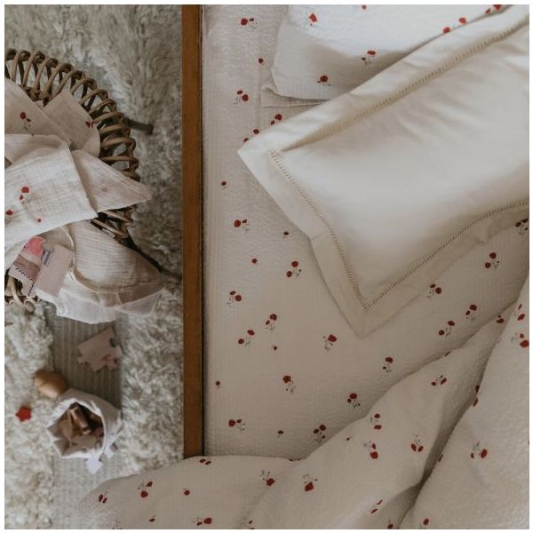 Seersucker Fitted Sheet 60 x 120 - Poppy