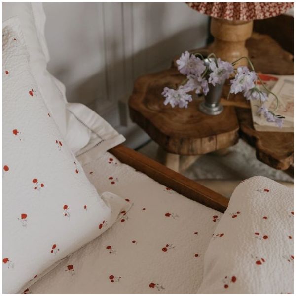 Seersucker Fitted Sheet 60 x 120 - Poppy