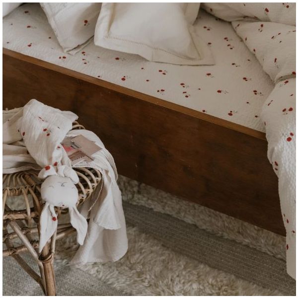 Seersucker Fitted Sheet 70 x 140 - Poppy