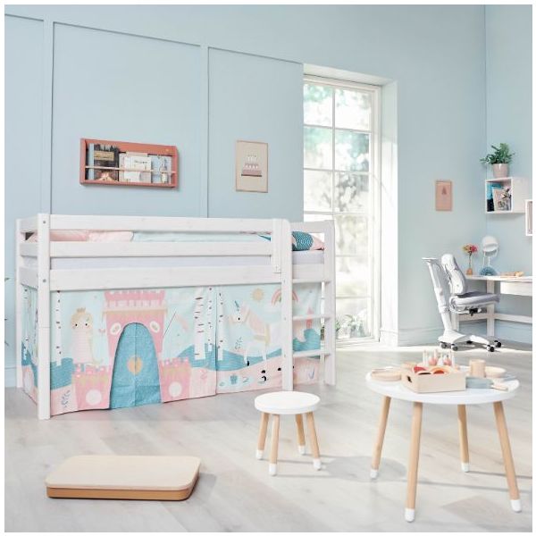 Lit mi-hauteur (120 cm) Classic - Echelle droite - Bois Brut