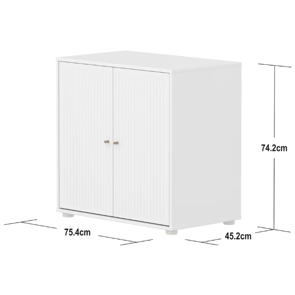 Saga 2 Doors Cupboard - Grooves White / Oat